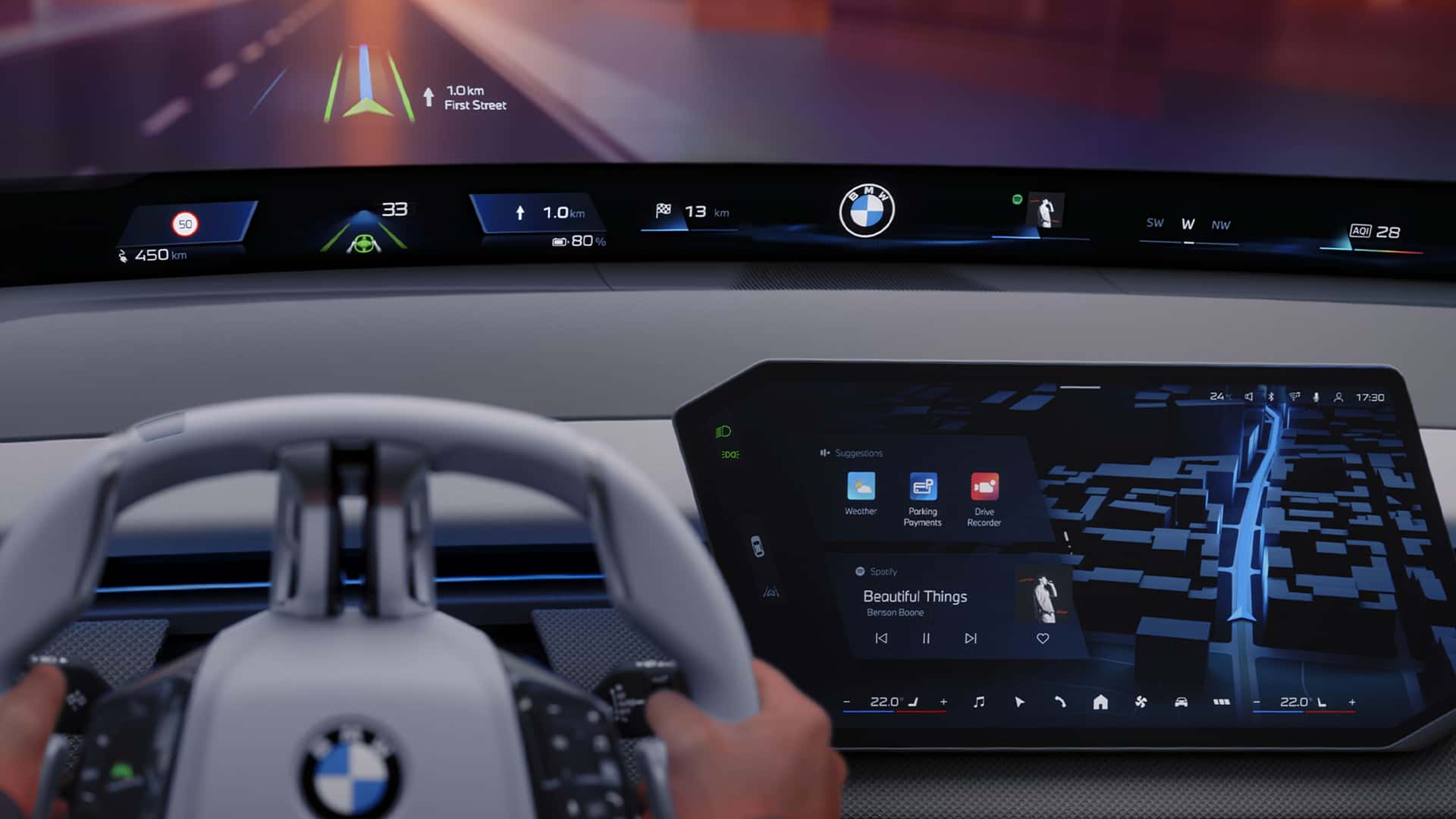 BMW, Panoramic iDrive sistemiyle yeni bir teknolojiyi tanıttı.